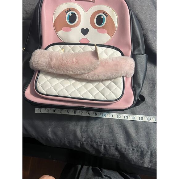 Betsy Johnson pink sloth backpack with furry movable arms - Picture 16 of 16